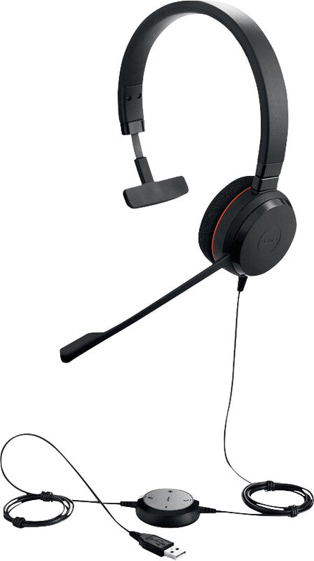 Jabra Evolve 20 – Mono Headset – USB‑A, Rauschunterdrückung, Stummschalter, 1,2 m Kabel – Schwarz