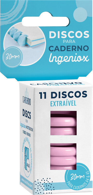 Carchivo Bindedisc-Ringe – für Ingeniox – Ø 30 mm, pink, ABS – 11 Stk.