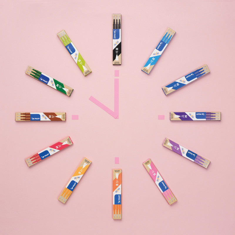 Pilot Rollerball-Mine FriXion für Ball, Clicker, LX + 1 weitere – weinrot, 0,7 mm, löschbar, geruchsarm, 3 Stk