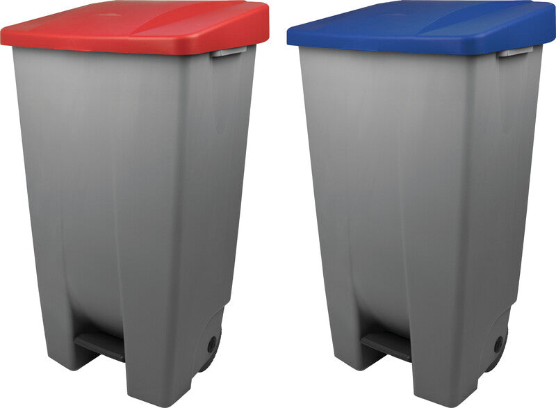Helit Abfallcontainer – 120 l – mit Deckel, Kunststoff, grau – B × H × T 510 × 875 × 425 mm