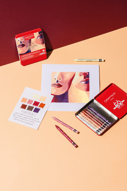 Caran d-Ache Caran d'Ache – Neocolor II – Wachsmalkreiden – Set – 10 Farben, für dunkles Papier