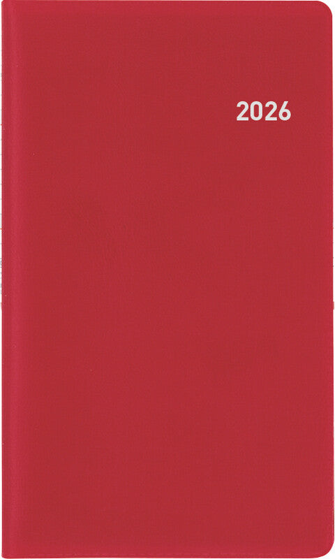 Biella Luzern Agenda – 1 Monat/2 Seiten, geheftet, 8,7 × 15,3 cm, 15 Monate Okt–Dez, 2026, Weinrot, PEFC