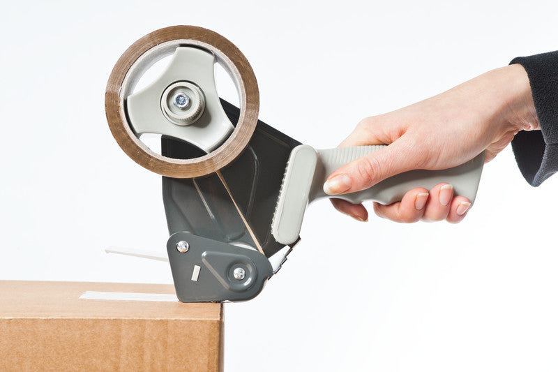 Q-Connect Verpackungsbandabroller – für Rollenbreite bis 50 mm, für Bandlänge bis 66 m, mit Bremse