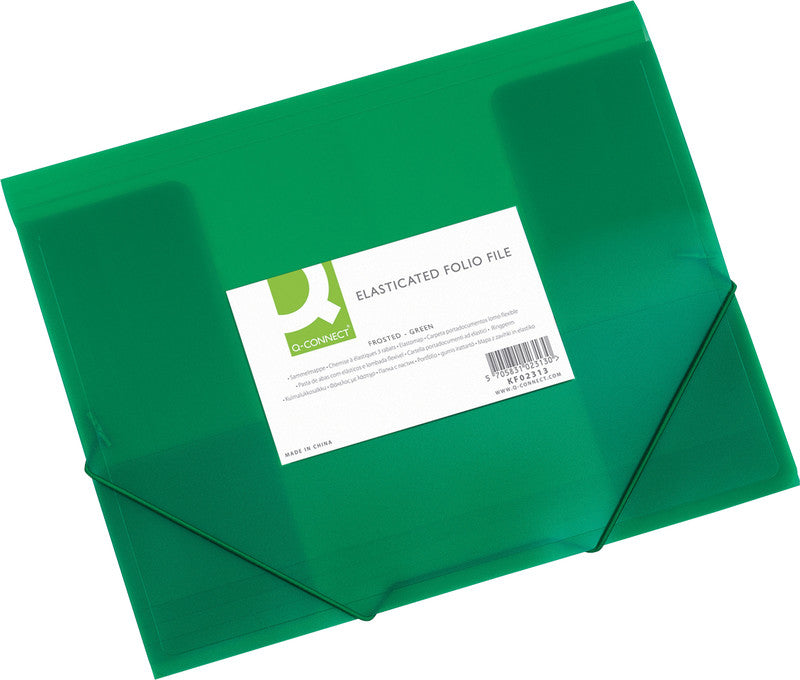 Q-connect Sammelmappe für A4, Kunststoff, grün, mit Gummizug