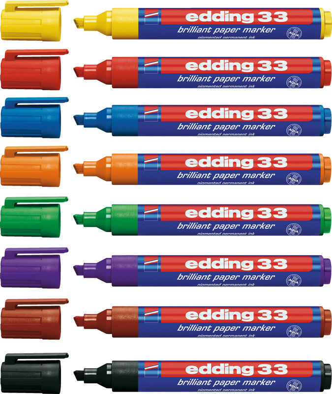 Edding Non-Permanent-Marker Brillant Paper Marker 33 – Keilspitze 1-5 mm – Rot – Nachfüllbar