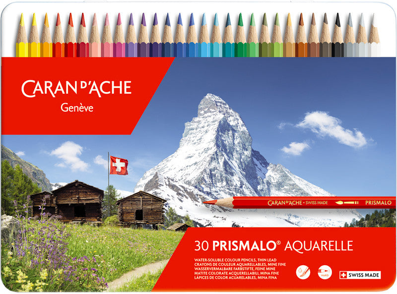Caran d-Ache Caran d'Ache Prismalo Aquarellfarbstifte – 30 Farben, im Metalletui, Ø 3 mm, FSC