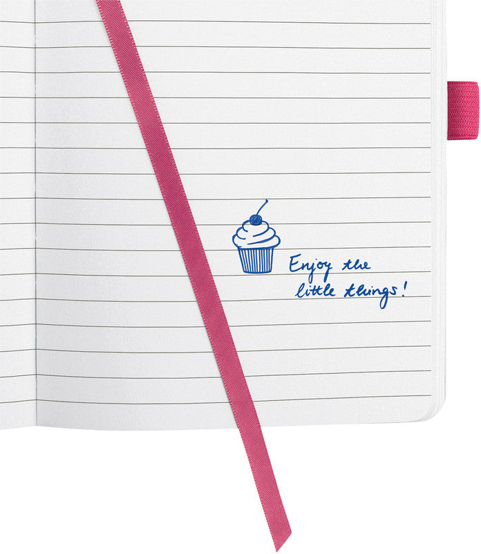 Sigel Notizbuch A5, liniert, Fadenheftung, Hardcover, 174 Seiten, perforiert, 80 g/m² – fuchsia