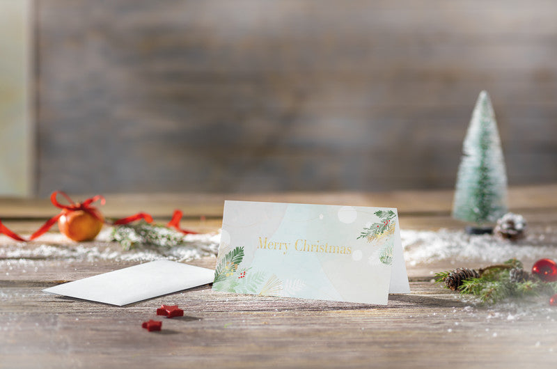 Sigel Grusskarte Christmas Forest Watercolor – 220 × 110 mm – mit Umschlägen, für Inkjet/Laser/Kopierer