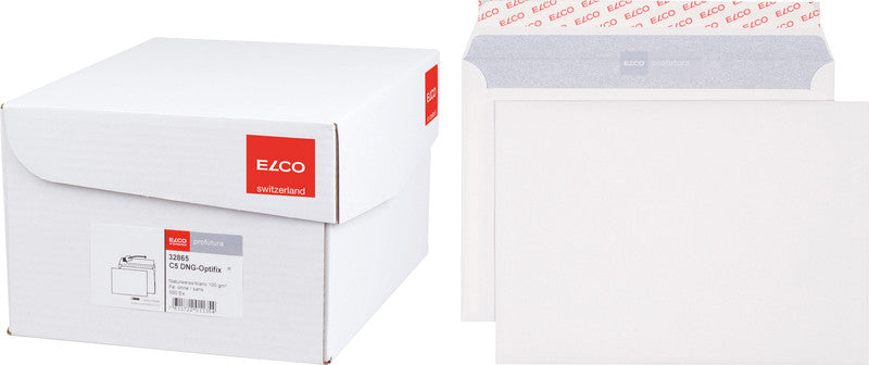 Elco Couvert C5 (229 × 162 mm), ohne Fenster, haftklebend (Optifix), naturweiss, 100 g/m² – 500 Stk.