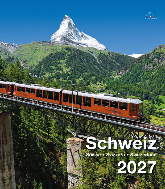 Calendaria Bildkalender Schweiz 2027 – 21 × 24 cm – Kalendarium d/f/i/e