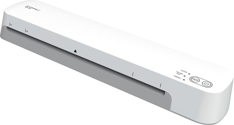 Q-CONNECT S3 Laminiergerät A3 – 2-Rollen, 75–125 µm, Kaltlamination, Aufheizzeit 1 Min., 420 mm/min, Weiss