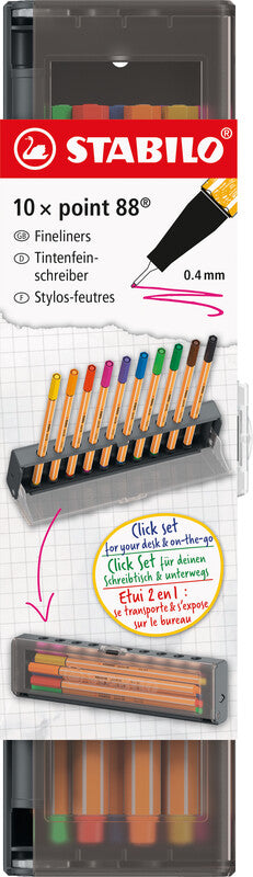 STABILO Fineliner – 10er-Set 0,4 mm – 10 Farben, sortiert