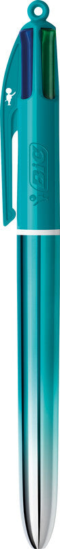BIC Multifunktions-Kugelschreiber – 4 Farben (Schwarz, Blau, Rot, Grün), Spitze 0,32 mm, Schiebe, nachfüllbar
