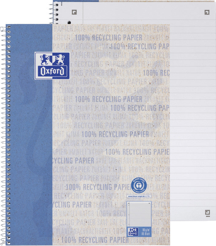 Elba Collegeblock, Karton, 80 Blatt, 4-fach gelocht, perforiert, 90 g/m² – Blau, für SCRIBZEE App