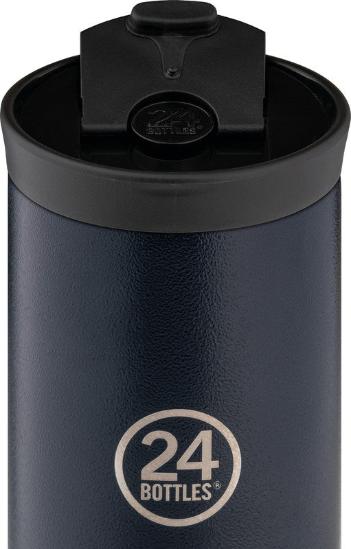 24Bottles Thermobecher Travel Tumbler – 3,5 dl – Edelstahl, isoliert, Sip&Go-Deckel – Dunkelblau
