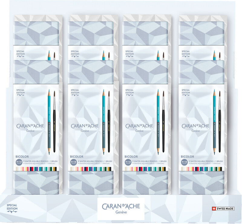 Caran d-Ache Caran d'Ache Aquarellfarbstifte Bicolor Alpine Frost Spezialedition – mit Pinsel, Ø 2,8 mm