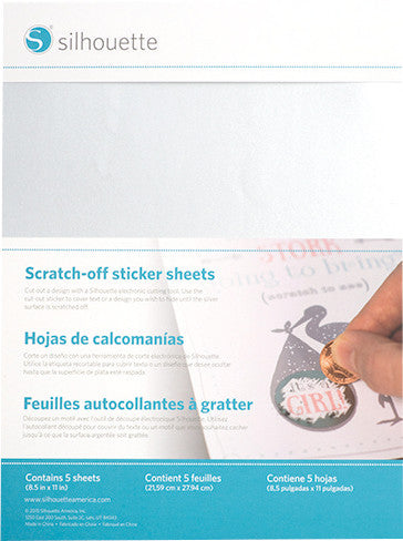 Silhouette Stickerpapier – für Silhouette Schneideplotter – 215 × 280 mm – silbergrau – 5 Blatt