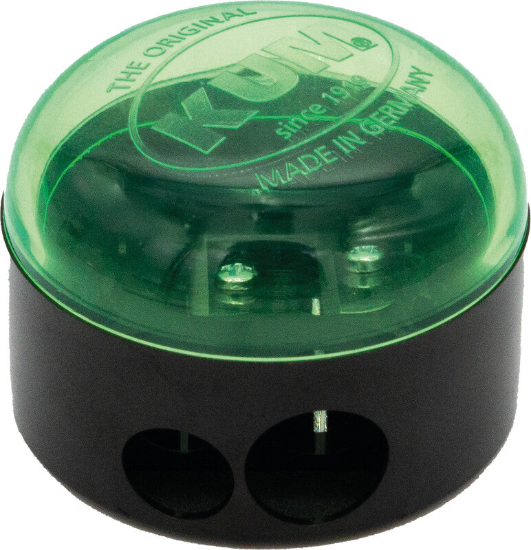 Kum Spitzer – manuell, 2-Loch, mit Behälter, für Blei- & Buntstifte Ø 8 und 11 mm, Kunststoff, grün, 208 K2