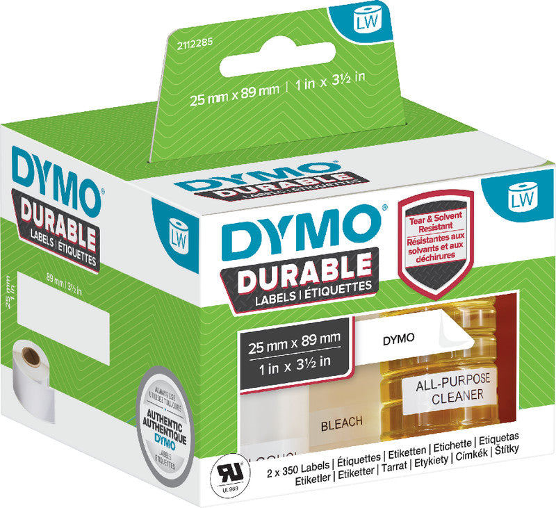 DYMO Etiketten, 25 mm × 89 mm, weiss, permanent, für LabelWriter 4XL, LabelWriter 450 Serie, 700 Stück