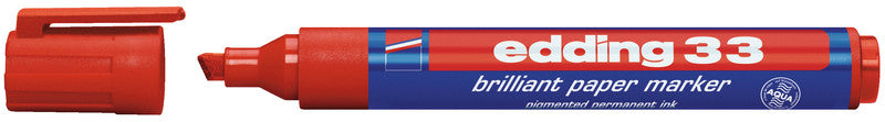 Edding Non-Permanent-Marker Brillant Paper Marker 33 – Keilspitze 1-5 mm – Rot – Nachfüllbar