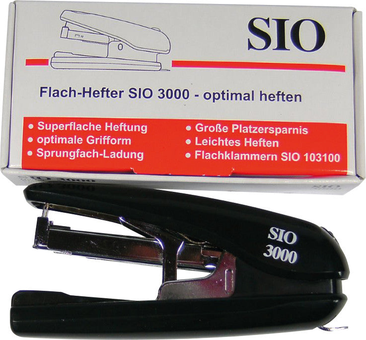 Noname SIO 3000 – Hefter, 15 Blatt, für Nr. 10, Flachheftung, Einlegetiefe 38 mm, schwarz
