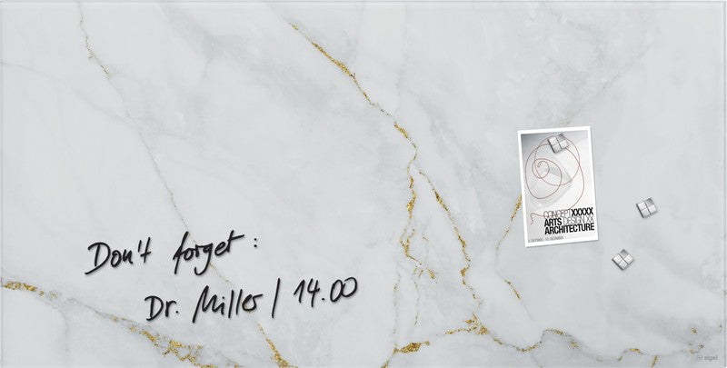 Sigel Whiteboard – 91 × 46 cm, Glas, magnetisch, Wandmontage, inkl. Magnetwürfel, Montagesatz