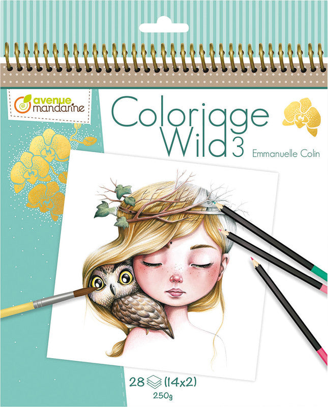 Avenue Mandarine Coloring Wild Malbuch, Papier, 250 g/m2, 20 × 25,5 cm, mehrfarbig