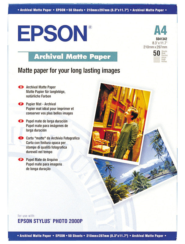 Epson Fotopapier – matt, A4, 192 g/m² – für Inkjet-Drucker