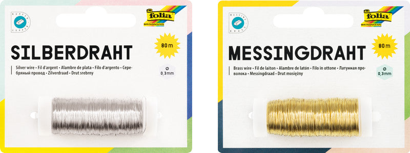 Folia Draht – silber, 80 m, Ø 0,3 mm, Kupfer, versilbert – zum Basteln