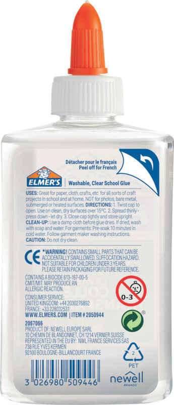 Elmer's Bastelkleber – 147 ml – trocknet transparent, auswaschbar – für Slime