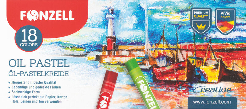 Fonzell Ölpastelle – Set – 18 Farben, für dunkles Papier