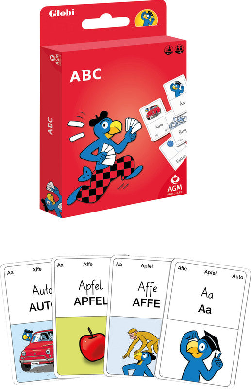 AGM AG Müller Lernspielkarten Globi ABC – ab 1 Spieler, ab 6 Jahren, 110 Karten, 90 × 144 × 20 mm, Karton