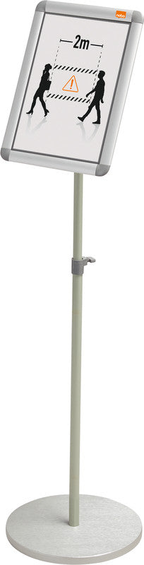 Nobo Infoständer Premium Plus – für A4 Hoch-/Querformat, silber/hellgrün, Metall, 300×300×850 mm