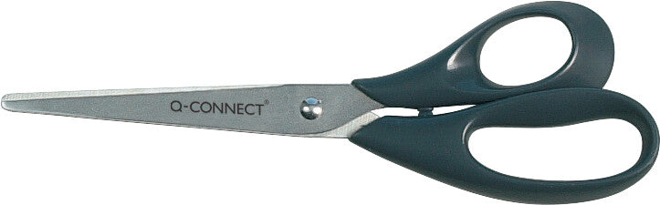 Q-Connect Universalschere – 21,0 cm, Edelstahl, für Rechts- und Linkshänder, abgerundet, Kunststoff, schwarz