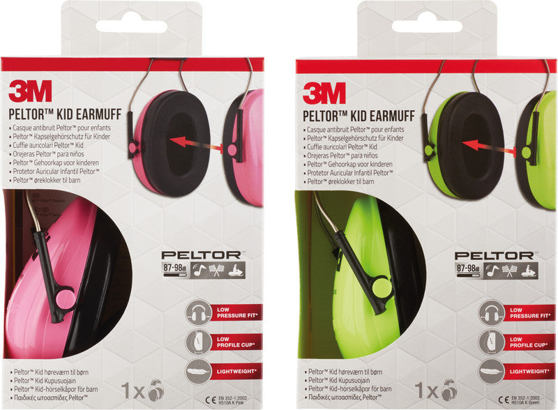 Peltor 3M Peltor Kapselgehörschutz – SNR 98 dB, für Kinder, Neongrün