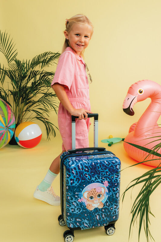 Beckmann Kindertrolley Handgepäck – 22 l, Hartschale PC/ABS, 4 Doppelrollen, Cheetah, 30,5 × 46,5 × 22 cm