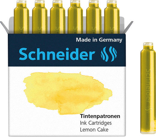 Schneider Schreibgeräte Schneider Tintenpatronen Pastell – Gelb, geruchsarm, 6 Stk.