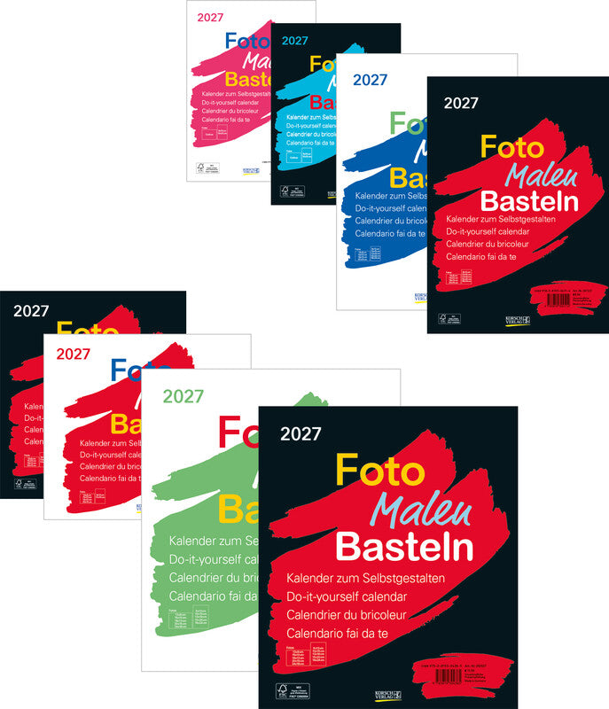 Korsch Bastelkalender Foto Malen Basteln 2027 – 21 × 29,7 cm – mit Tagesfeldern, mit Aufhänger
