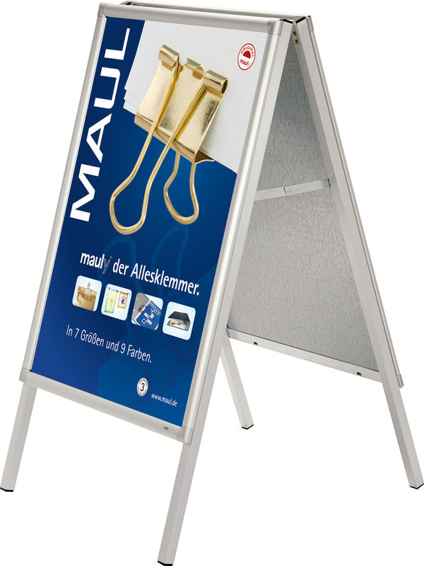 MAUL Plakatständer – für A0 hoch, silber, Metall/Kunststoff, 873×940×1403 mm