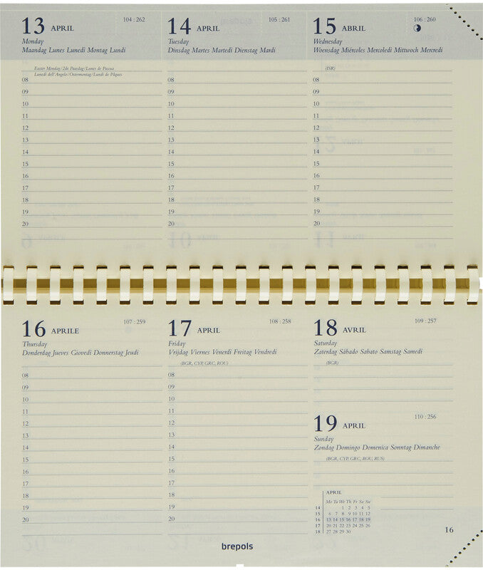 Brepols Omniplan 738 Agenda – 1 Woche/2 Seiten, Spiralbindung, 16,0 × 9,0 cm, 2026, Schwarz, FSC