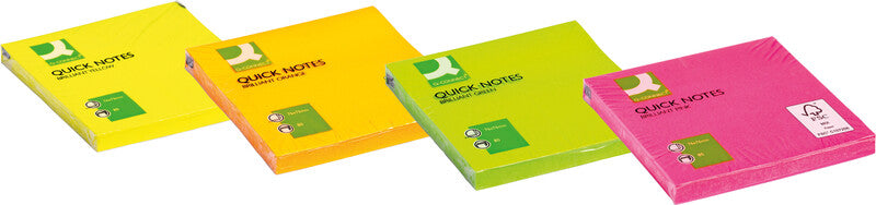 Q-Connect Haftnotizen – 76×76 mm – Neongelb, 6×80 Blatt, recyclingfähig