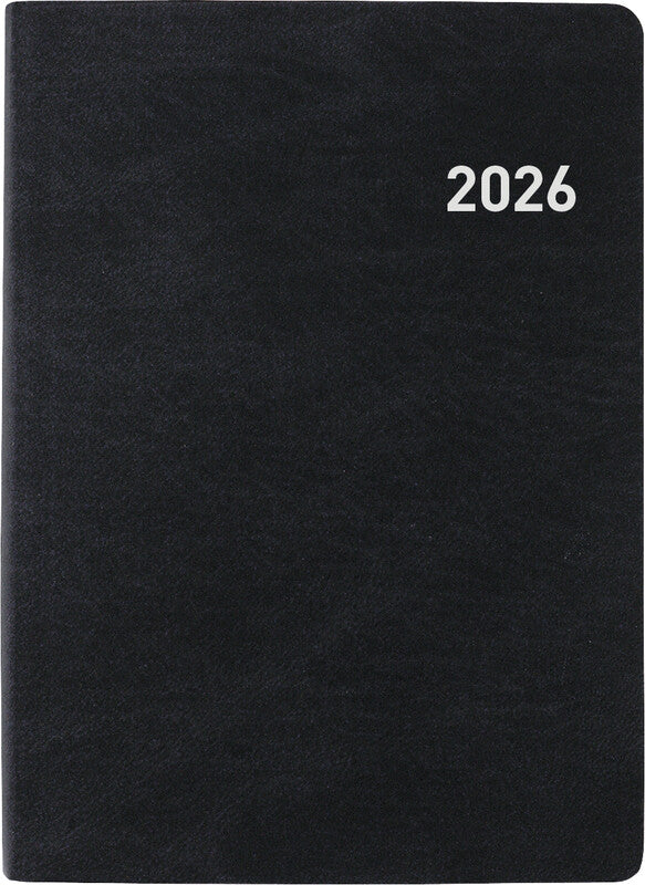 Biella Rex Agenda – 1 Woche/2 Seiten, gebunden, 10,1 × 14,2 cm, 2026, schwarz, FSC