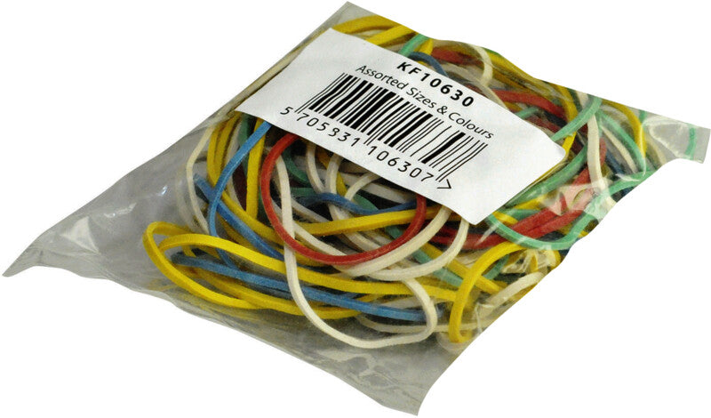 Q-Connect – Gummibänder – farbig sortiert, Naturkautschuk, 25 g