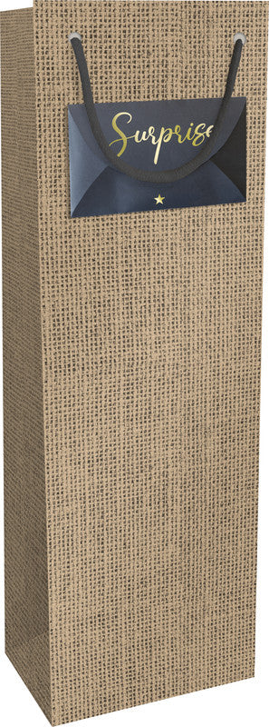 Braun + company Geschenkbox – Jute – Kraftpapier, mit Heissfolienprägung – für Flaschen – 120 × 360 × 100 mm