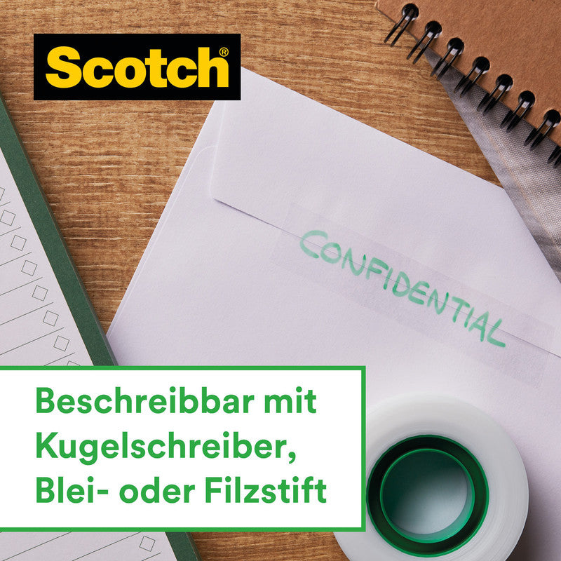 Scotch Büro-Klebeband Magic 810 – matt, beschriftbar, 19 mm × 10 m, Kern Ø 25 mm