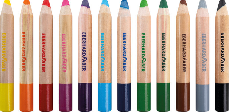 Eberhard Faber 3-in-1 Farbstifte Jumbo Mini Maxi – 12 Farben, Ø 10 mm