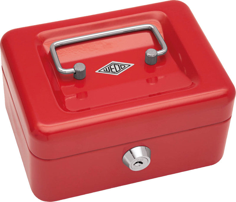 Wedo Geldkassette – mit Schlüssel – 15,2 × 11,5 × 8 cm – Rot – Stahl