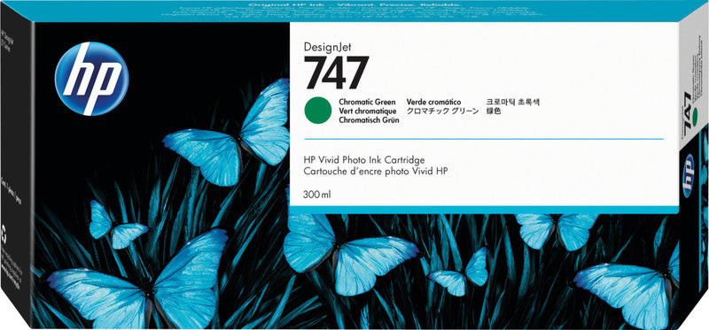 HP Tintenpatrone 747, Chromatisches Grün, 300 ml