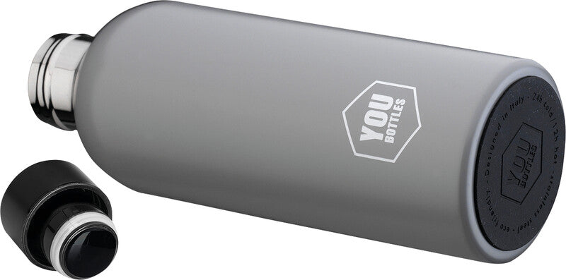 Youbottles Trinkflasche Dual – 5 dl – Edelstahl, isoliert, Schraubverschluss – Monochrome Grau