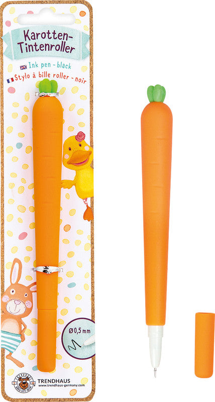 Trendhaus Karotte Tommy & Frida – Tintenroller, mit Kappe, 0,5 mm, schwarz, für Linkshänder